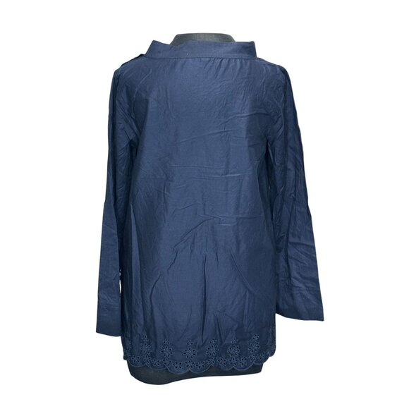 J.Crew Navy Blue Embroidered Womens Top Size 2 - Picture 3 of 9